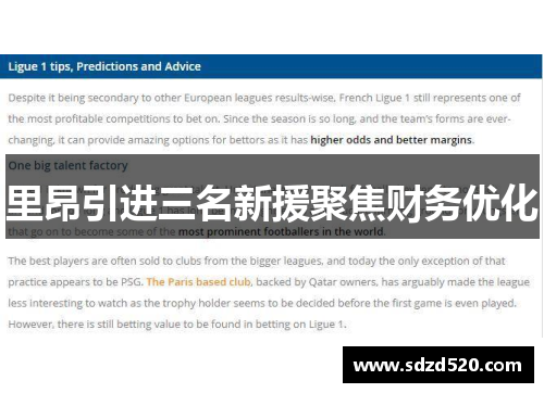 里昂引进三名新援聚焦财务优化